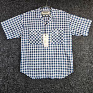 Rare Onitsuka Tiger Andrea Pompilio Mens SS Shirt Blue Gingham Checkered Sample